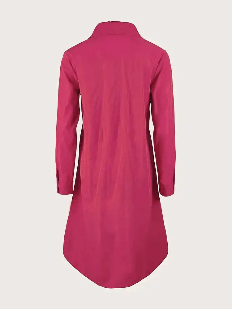 Vireya - Shirt Collar Pocket Midi Dress
