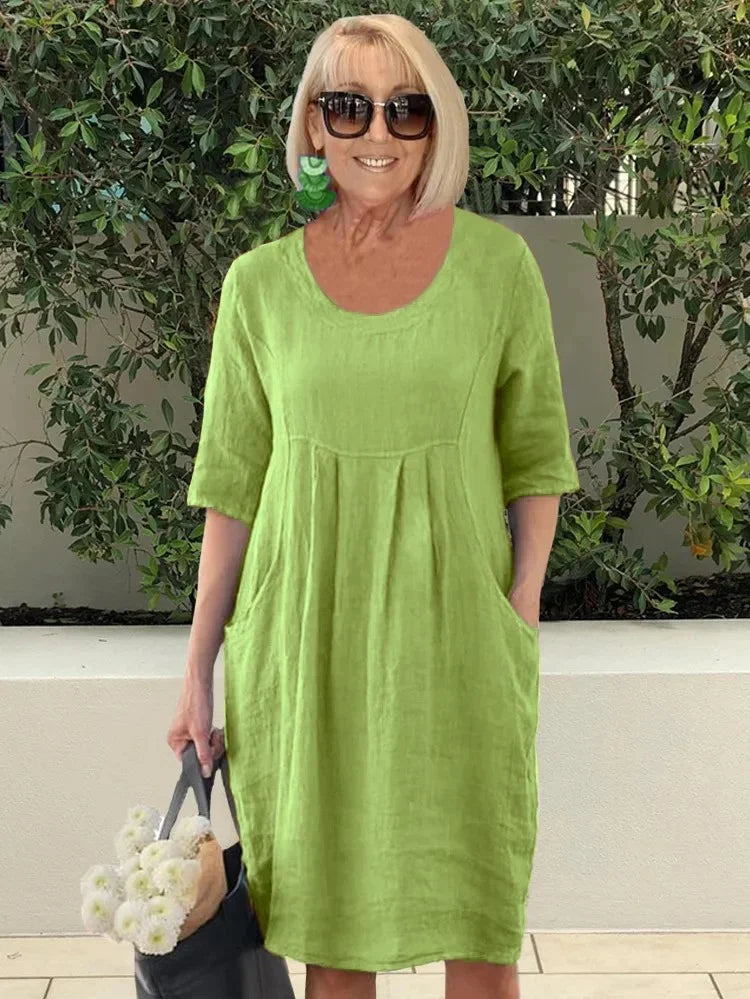Ariana - Casual Linen Pocket Tunic Dress