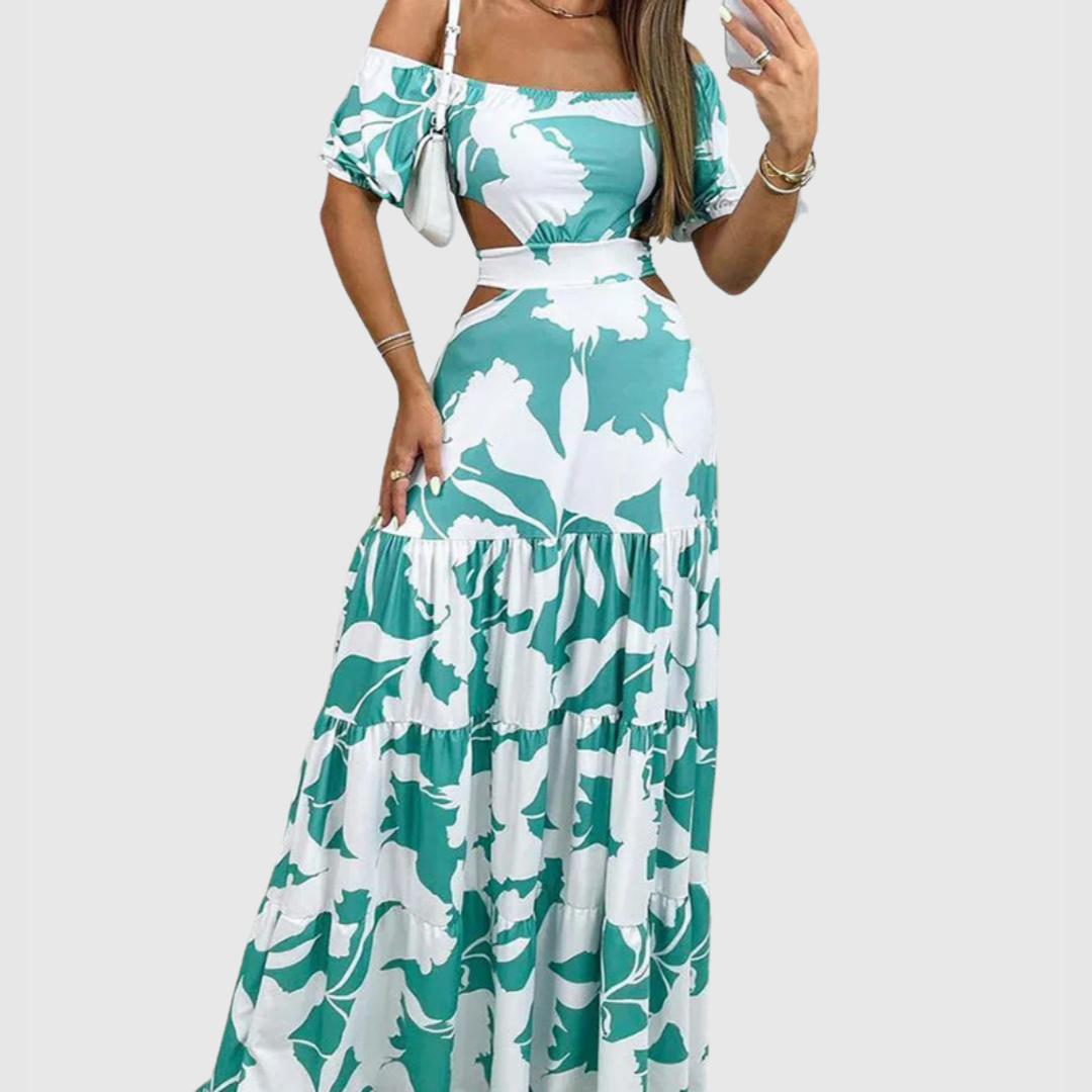 Arden - Elegant Grain Cut-Out Style Midi Dress