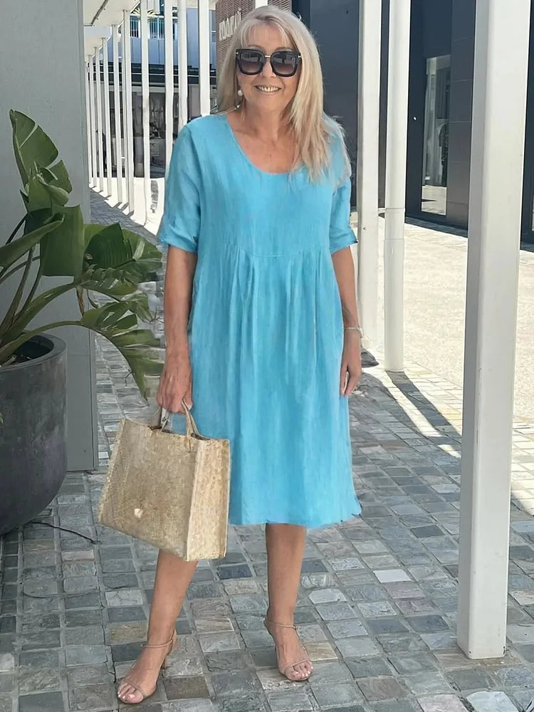 Ariana - Casual Linen Pocket Tunic Dress