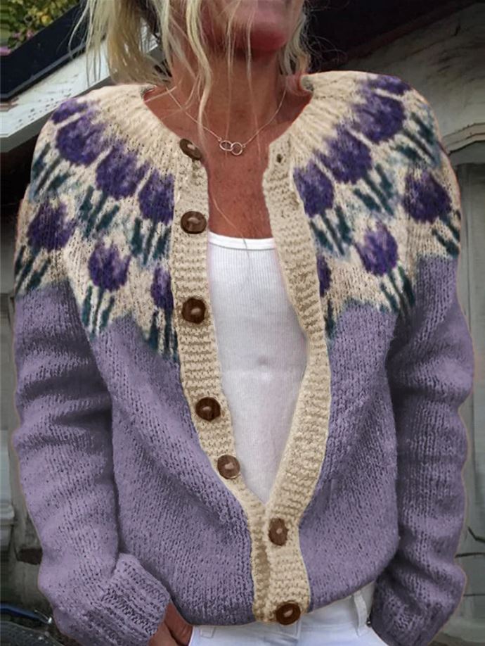Saphina | Graceful Cardigan with Floral Pattern