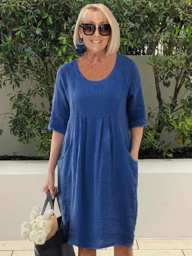 Ariana - Casual Linen Pocket Tunic Dress