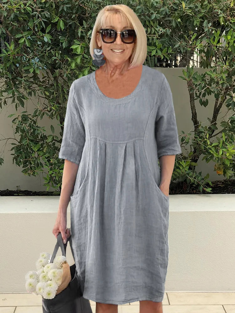 Ariana - Casual Linen Pocket Tunic Dress