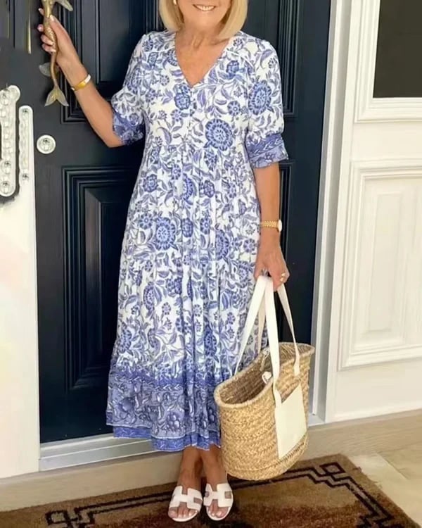 Alyssa- V-neck floral dress