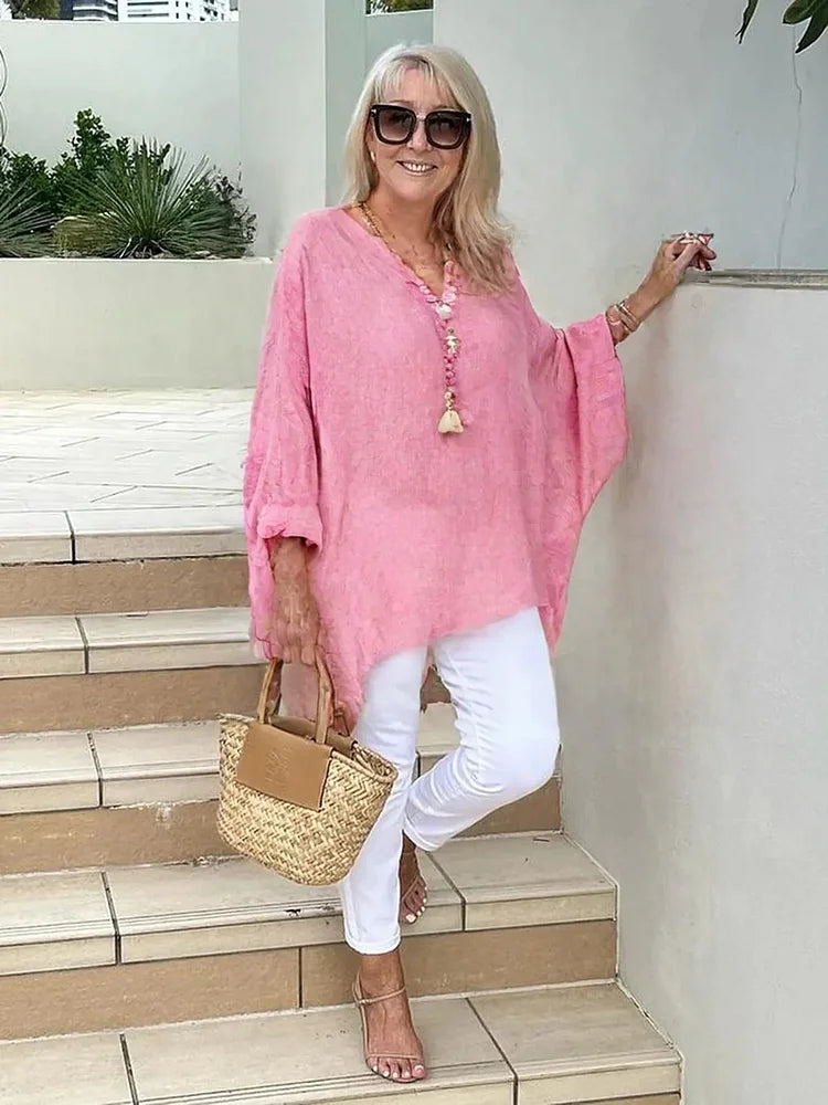 Maine - Basic Linen Long Sleeve Blouse