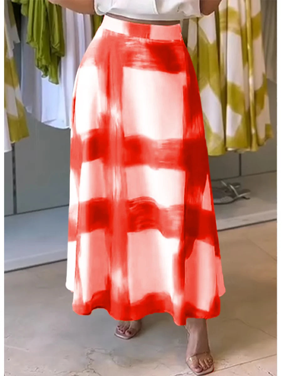 Jimin - Brushstroke Print Cotton and Linen Skirt