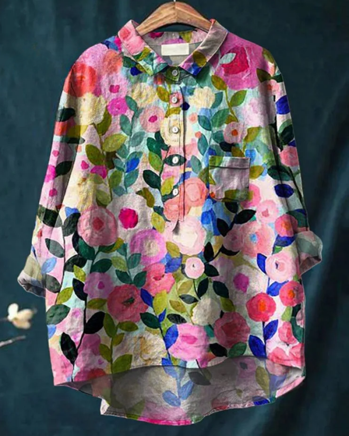 Reina | Floral Cotton-Linen Shirt
