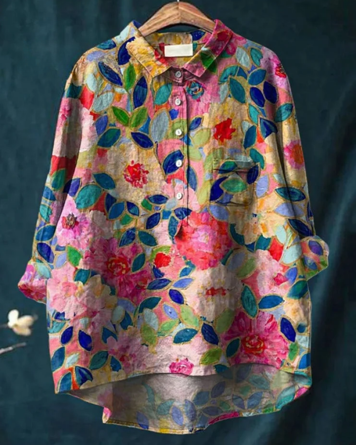 Reina | Floral Cotton-Linen Shirt