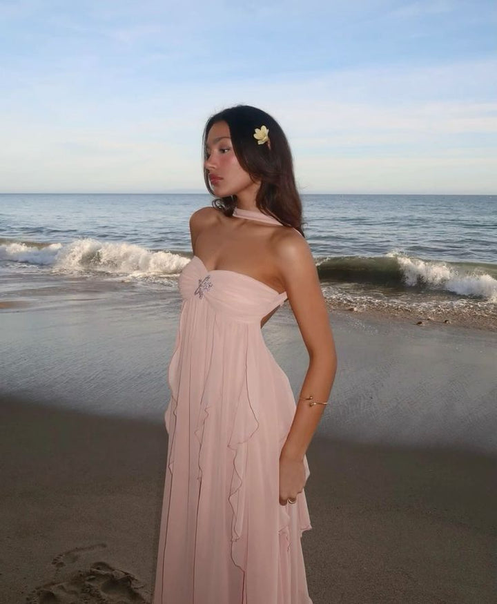 Jade - Irregular Ruffles Strapless Long Maxi Dress