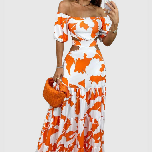 Arden - Elegant Grain Cut-Out Style Midi Dress