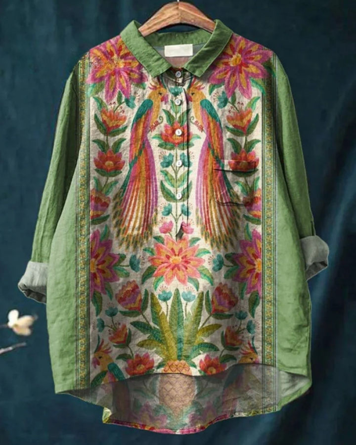 Reina | Floral Cotton-Linen Shirt