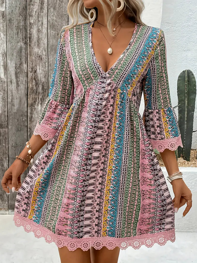 Lily™ - Elegant Lace Trim Dress