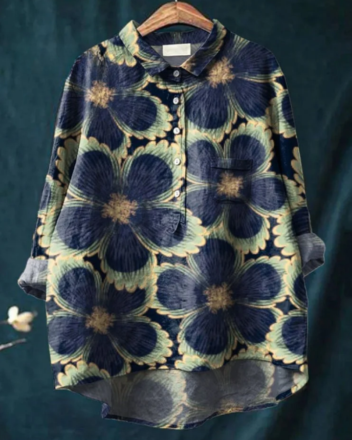 Reina | Floral Cotton-Linen Shirt