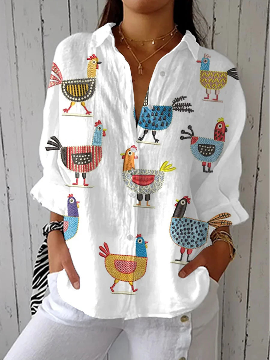 Giselle - Funny Chick Art Print Casual 100% Cotton Dress, Top, Jumpsuit and Pant