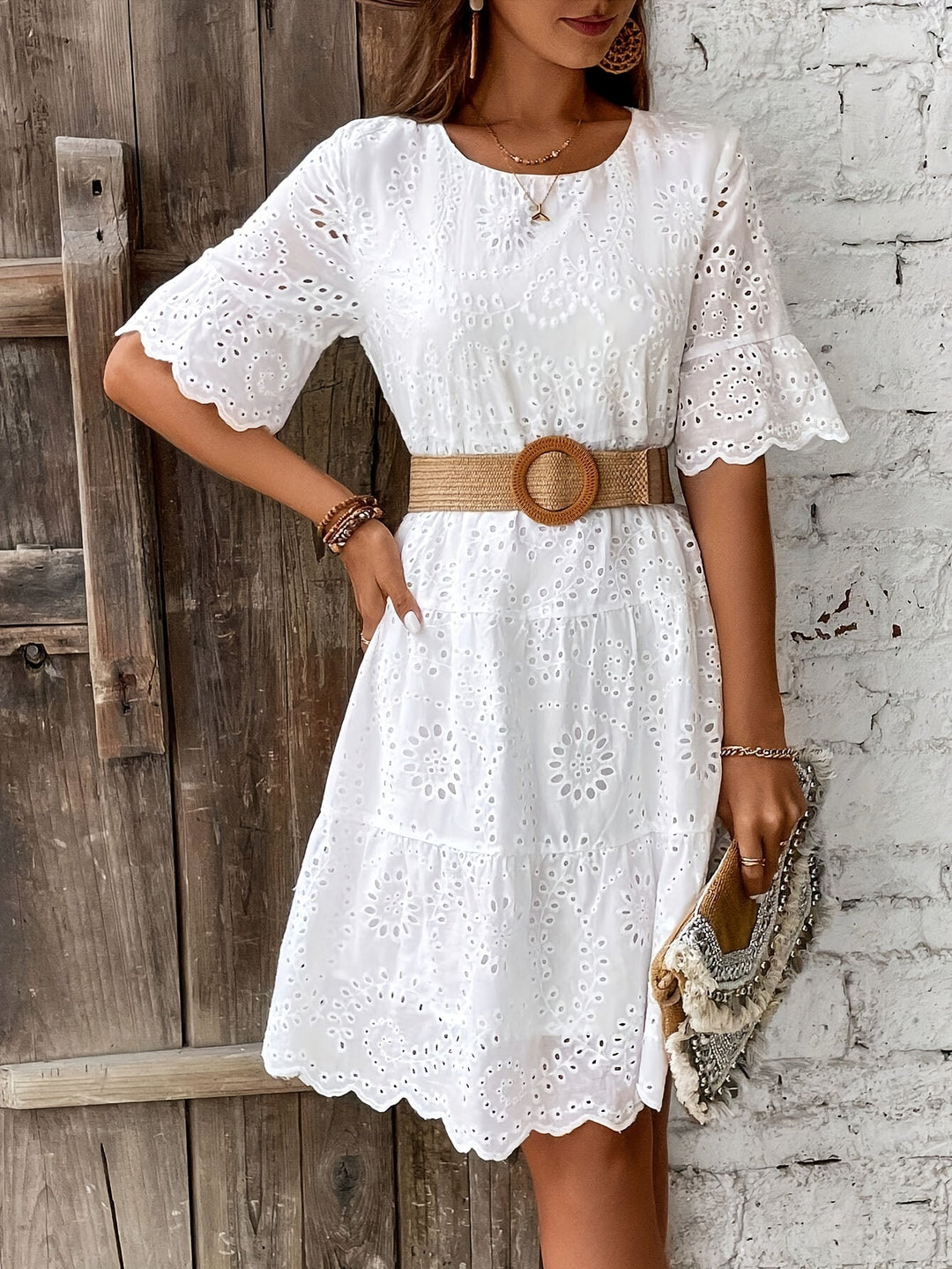 Rhoswen | Elegant Embroidered Midi Dress