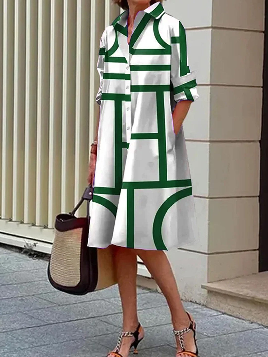 Jade | Abstract Polka Shirt Dress