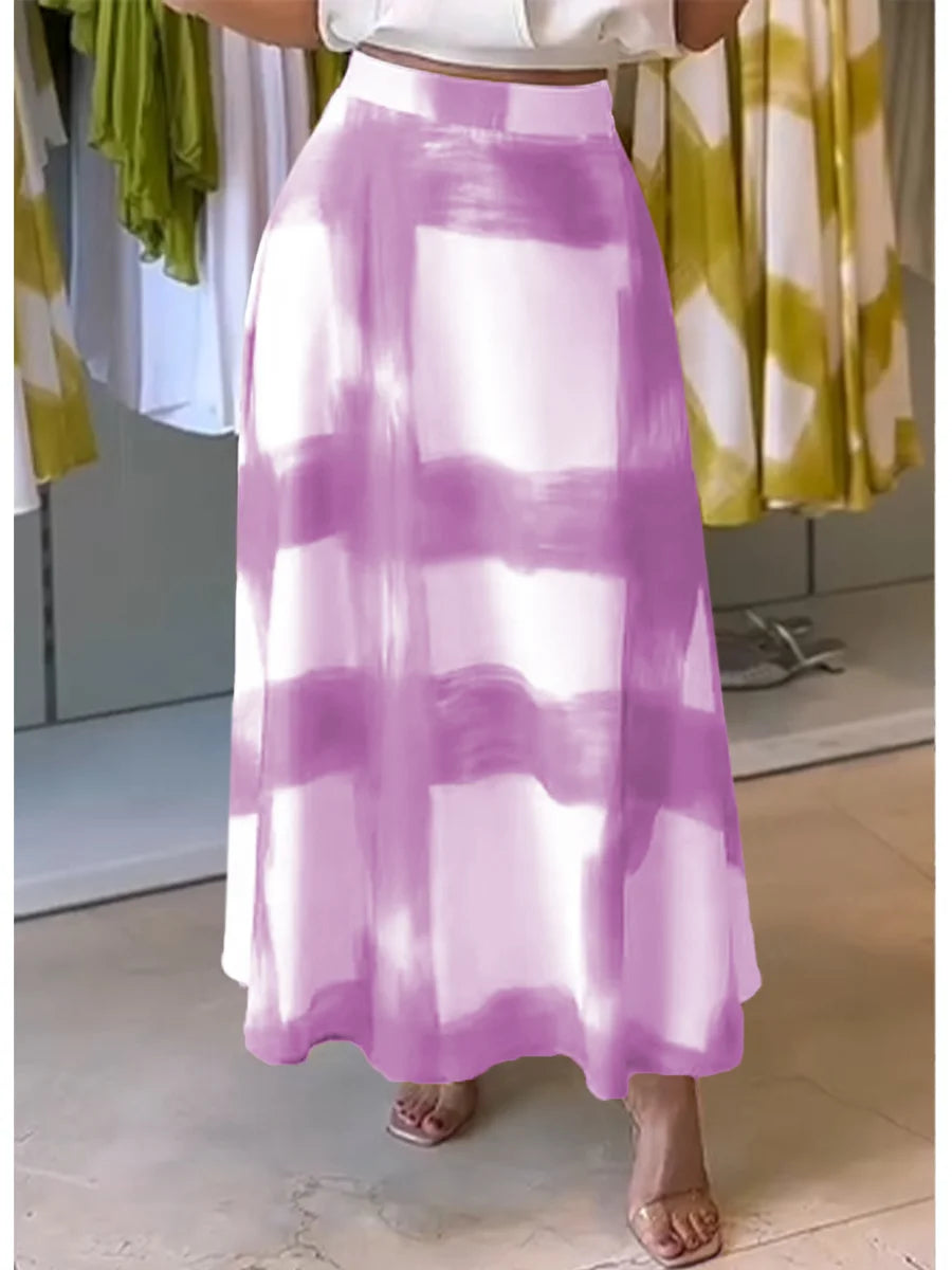 Jimin - Brushstroke Print Cotton and Linen Skirt