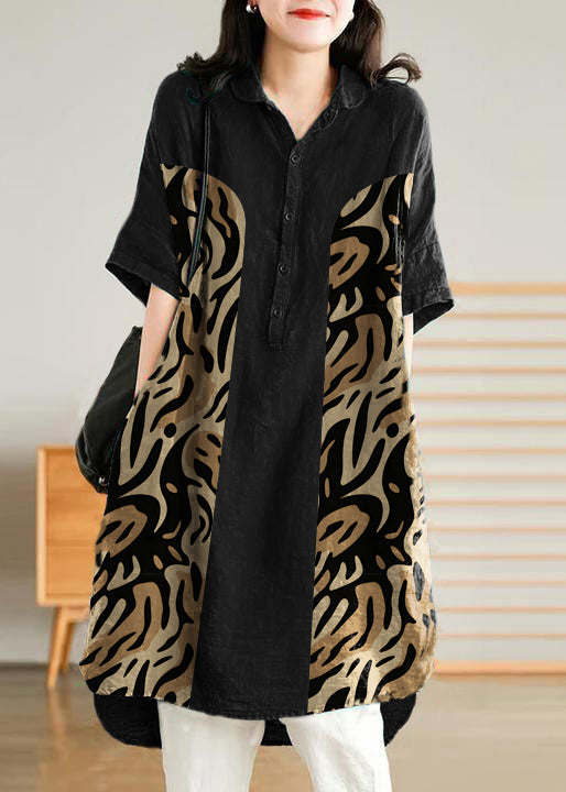 Linen Women Casual Linen Shirt Dress
