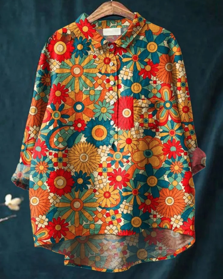 Reina | Floral Cotton-Linen Shirt