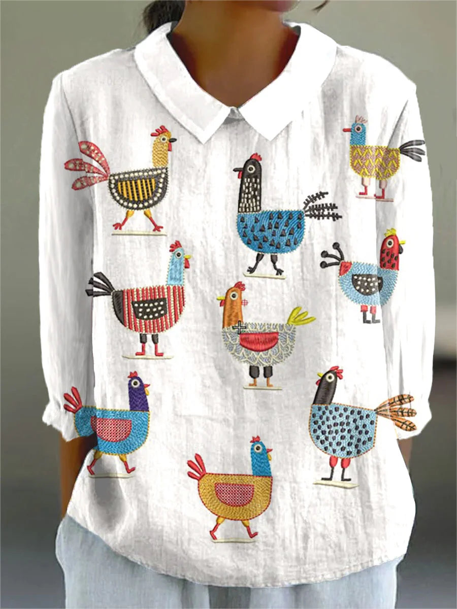 Giselle - Funny Chick Art Print Casual 100% Cotton Dress, Top, Jumpsuit and Pant