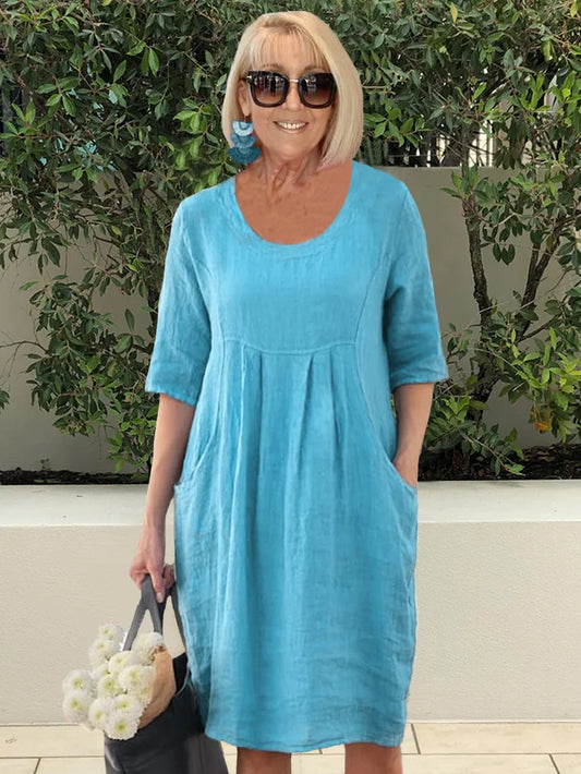 Ariana - Casual Linen Pocket Tunic Dress