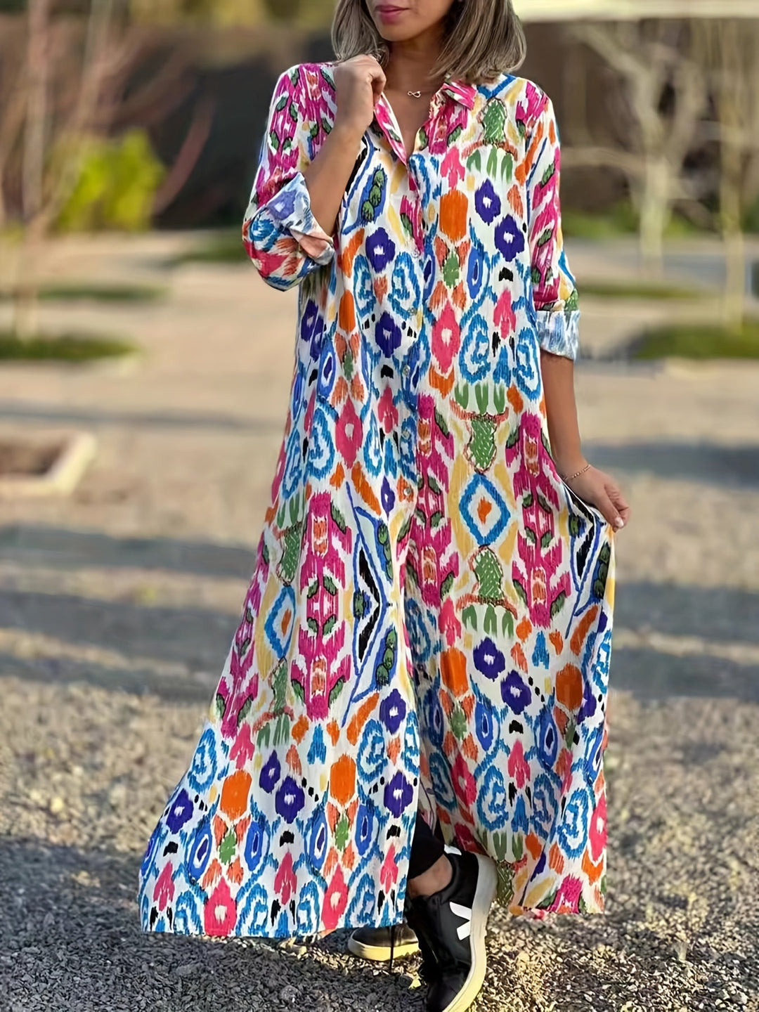 Shannen | Plus Size Geo Shirt Dress