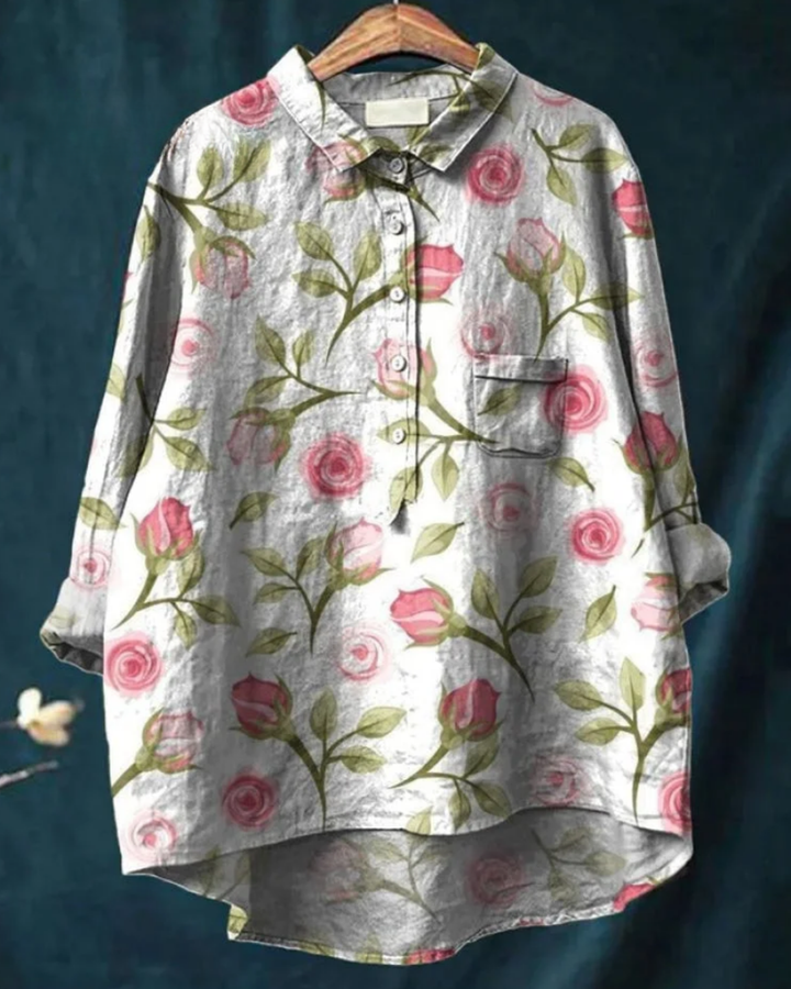Reina | Floral Cotton-Linen Shirt
