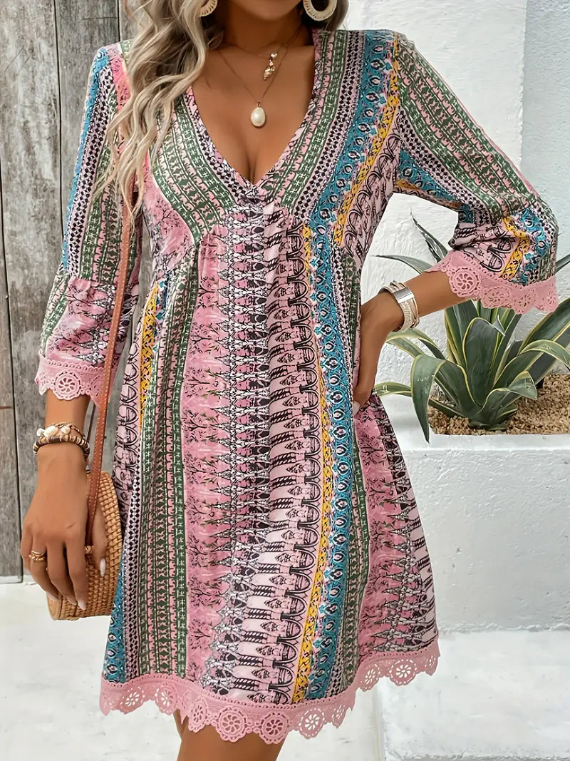 Lily™ - Elegant Lace Trim Dress