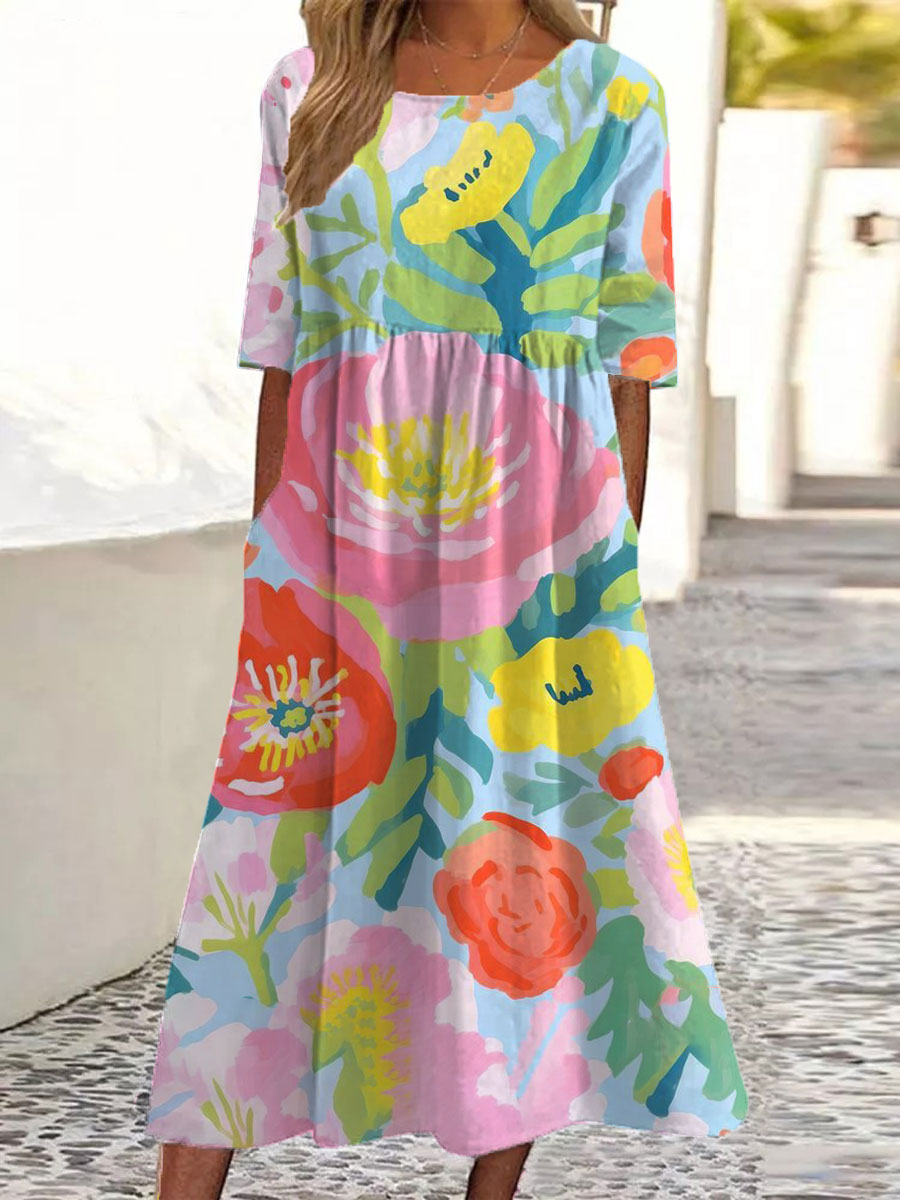 Reese - Watercolor Flowers Art Print Dress, Tops and Pants