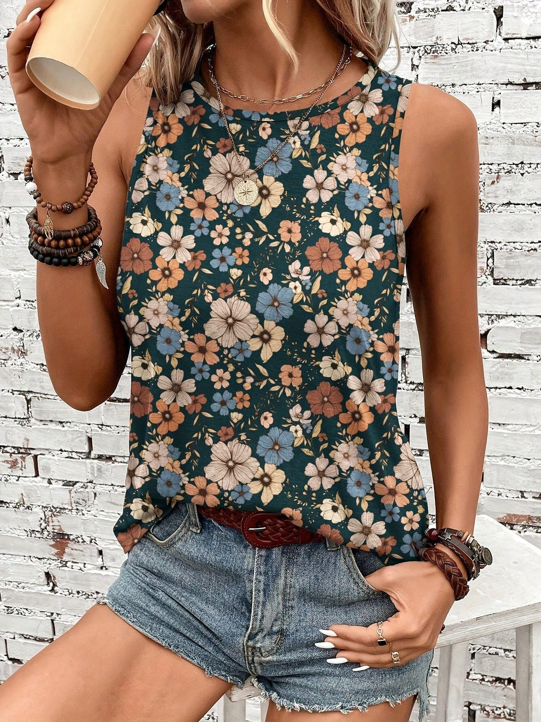 Olivia™ - Retro Floral Tank Top