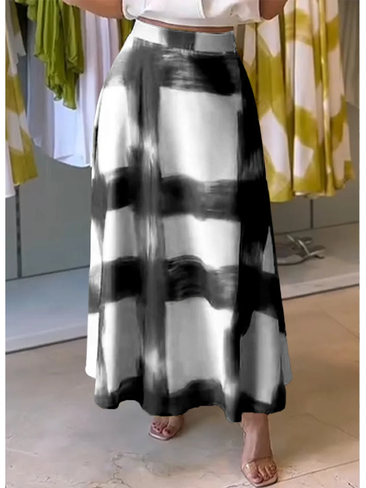 Jimin - Brushstroke Print Cotton and Linen Skirt