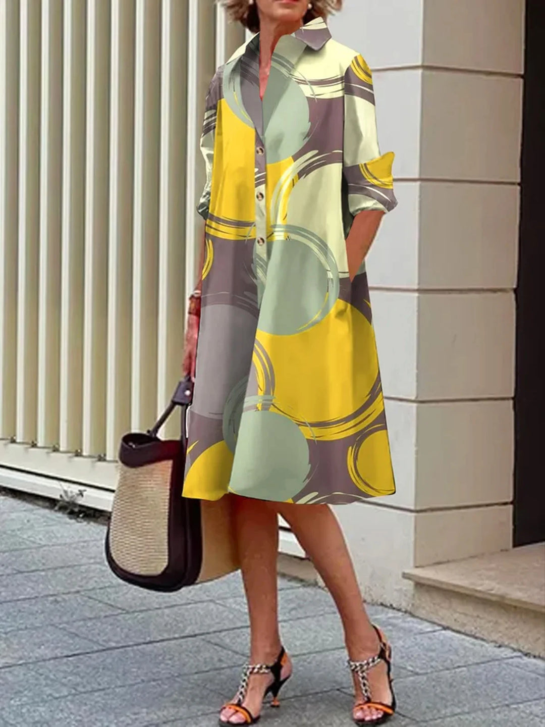 Jade | Abstract Polka Shirt Dress