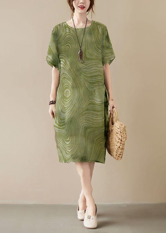 Classy Print O-Neck Pockets Summer Maxi Dresses Half Sleeve
