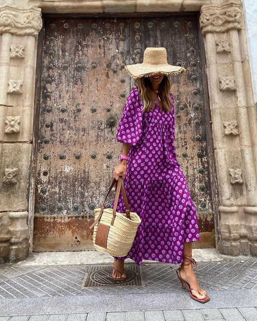 Maya | Long purple dress with floral print