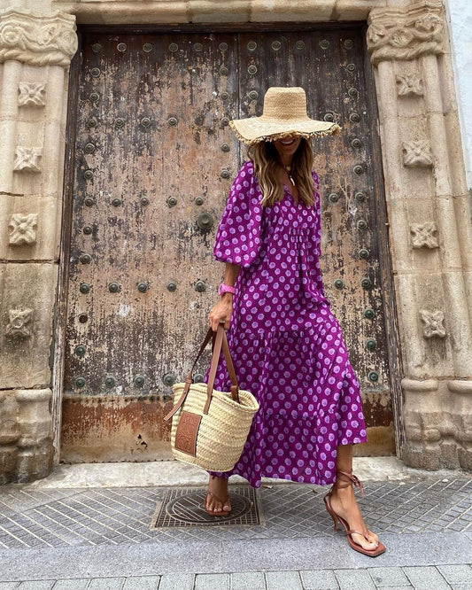 Maya | Long purple dress with floral print
