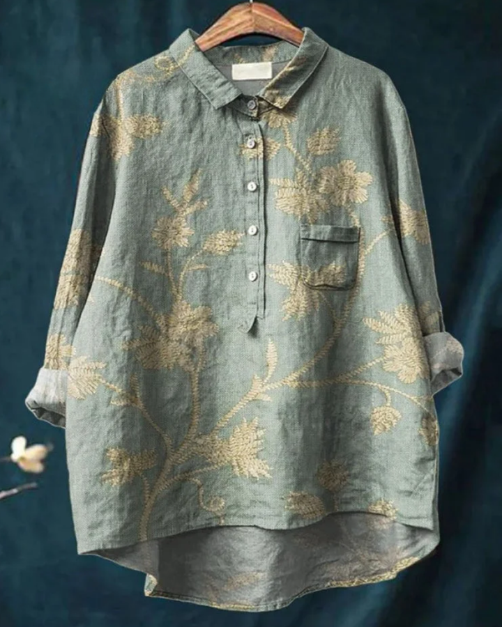 Reina | Floral Cotton-Linen Shirt