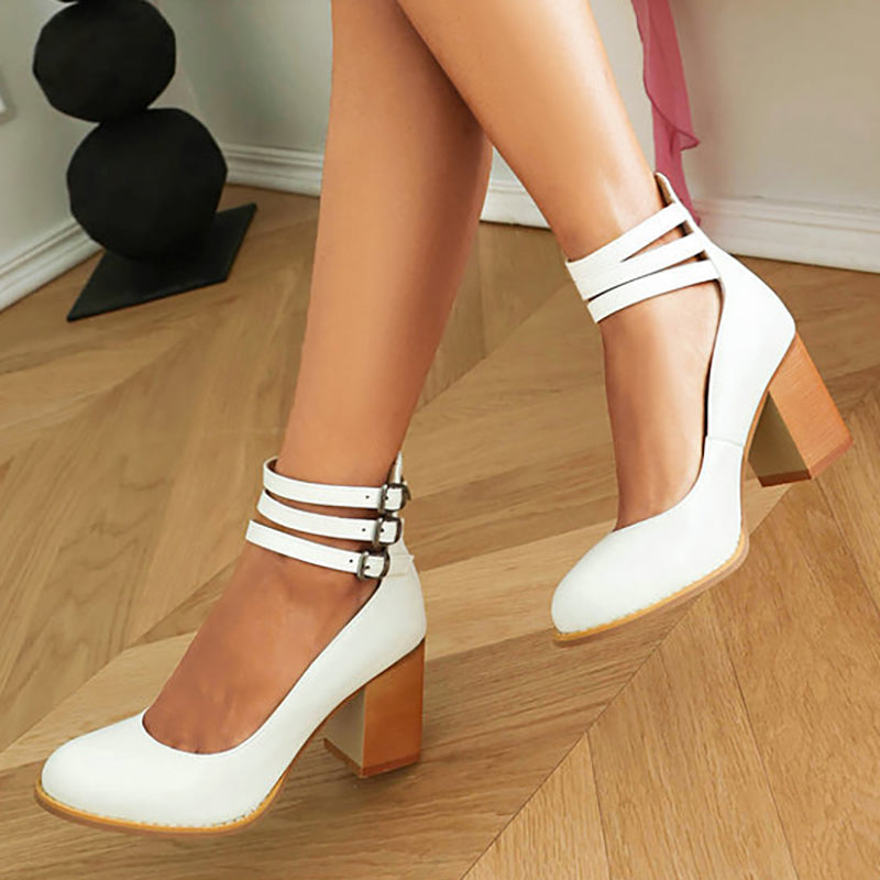 Jadara Triple Buckle Heels