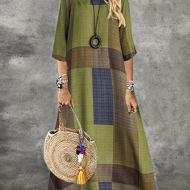 Elaijah | Retro Plaid Maxi Dress