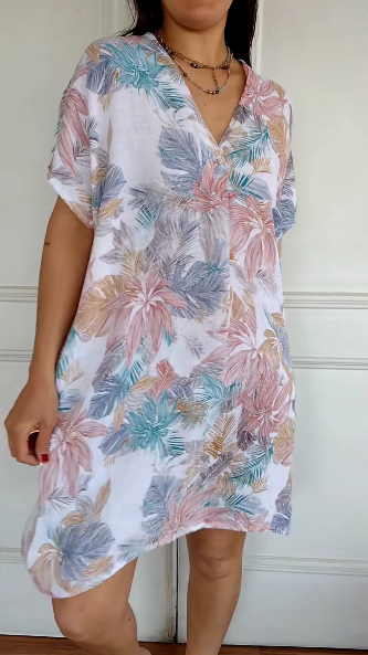 Nina™  Women's short-sleeved floral print dress