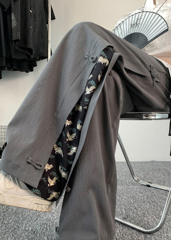 Chen - Chinese Style Fake Two Thin Ice Silk Men Pants