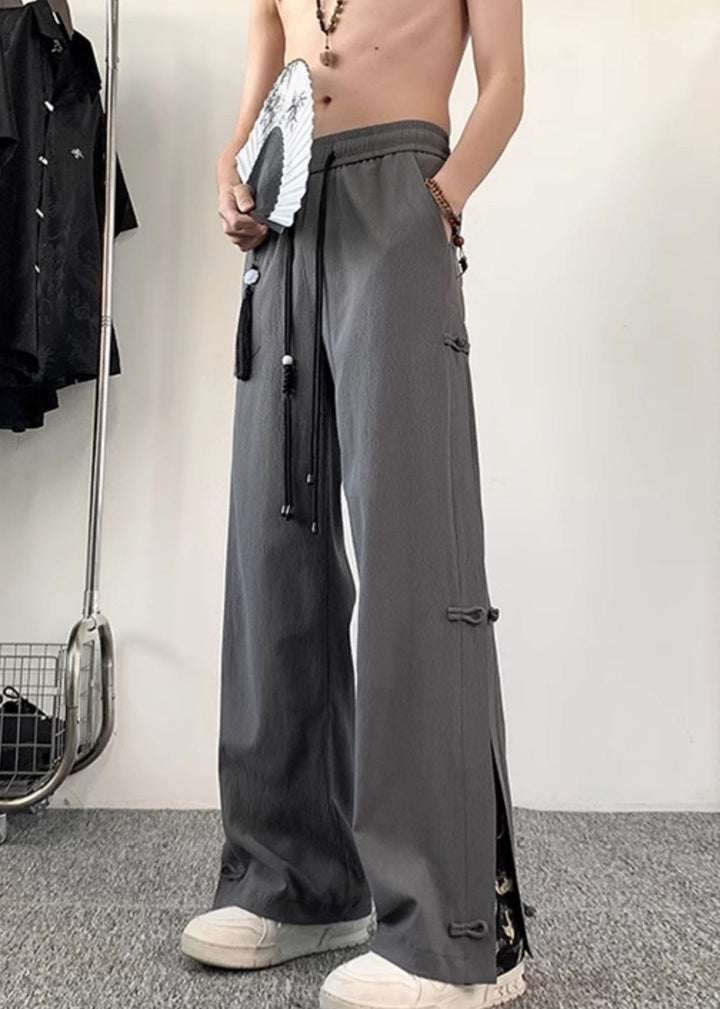 Chen - Chinese Style Fake Two Thin Ice Silk Men Pants