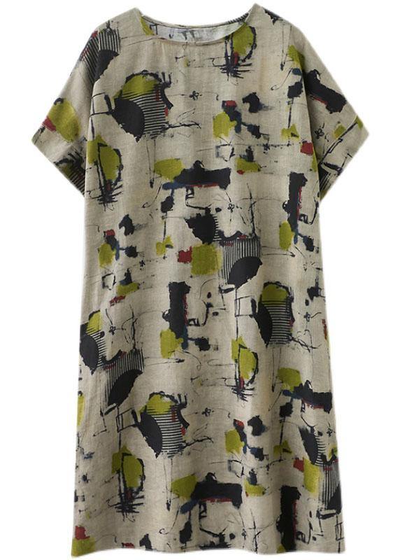 Classy Print O-Neck Pockets Summer Maxi Dresses Half Sleeve
