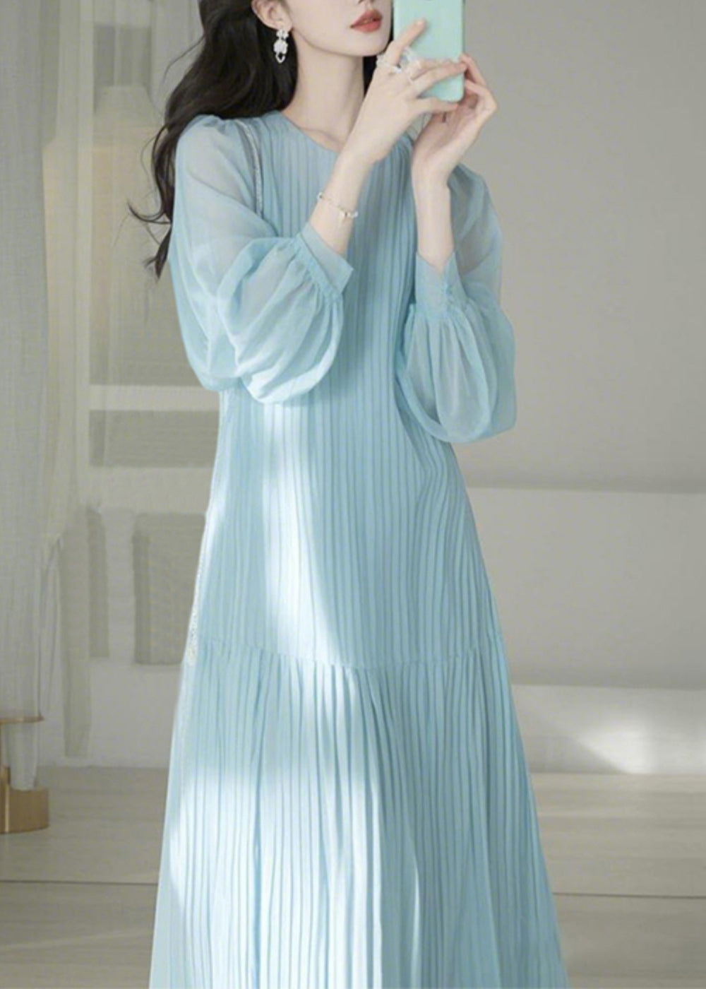 O-Neck Cinched Maxi Dresses Spring