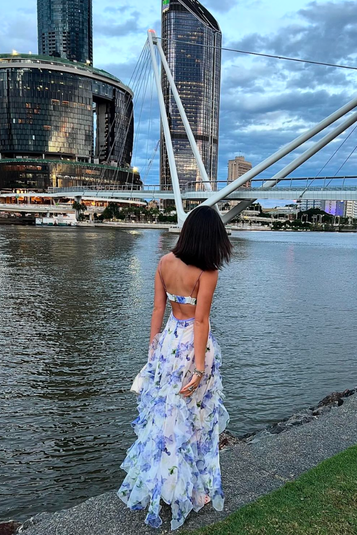 Emma - Slim Spaghetti Strap Ruffle Party Dress