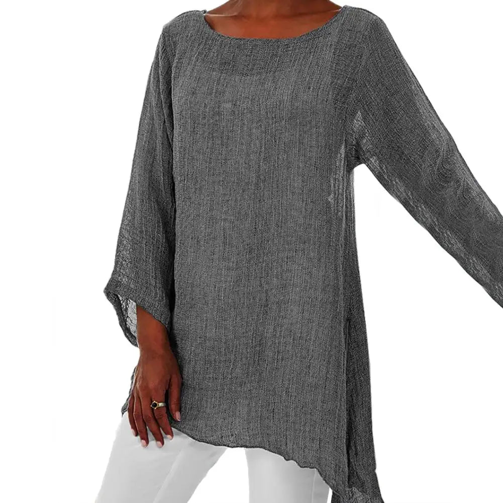 Jennifer | Linen O-neck Long Sleeve Tunic