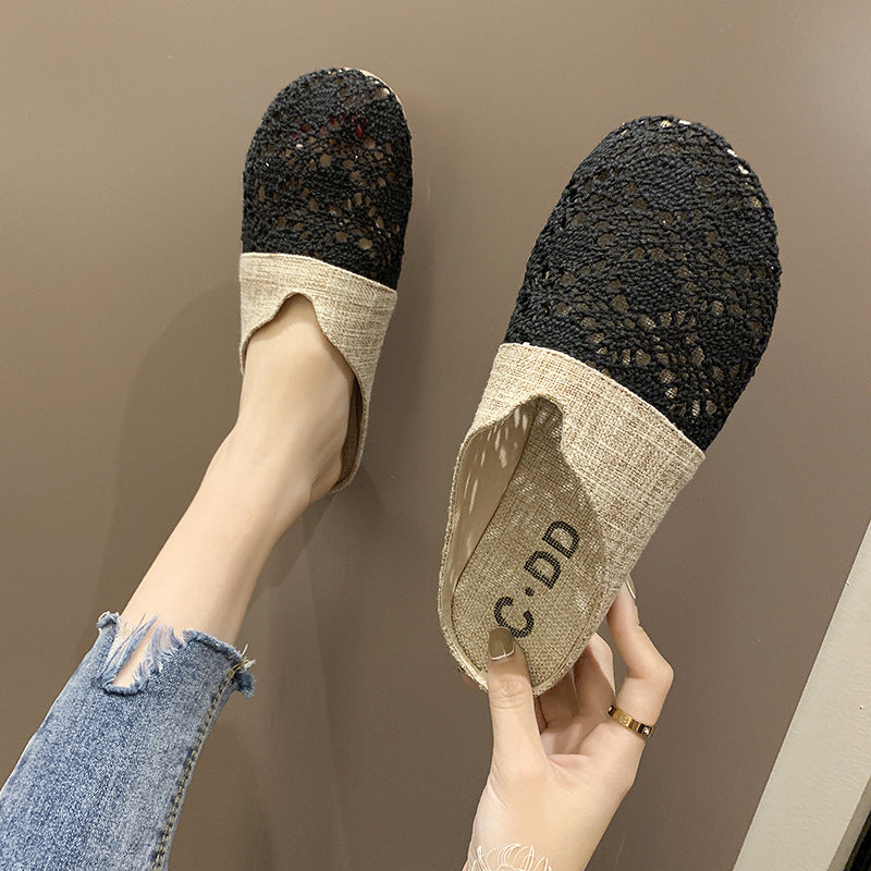 Women's comfortable and airy clogs with artistic crochet design