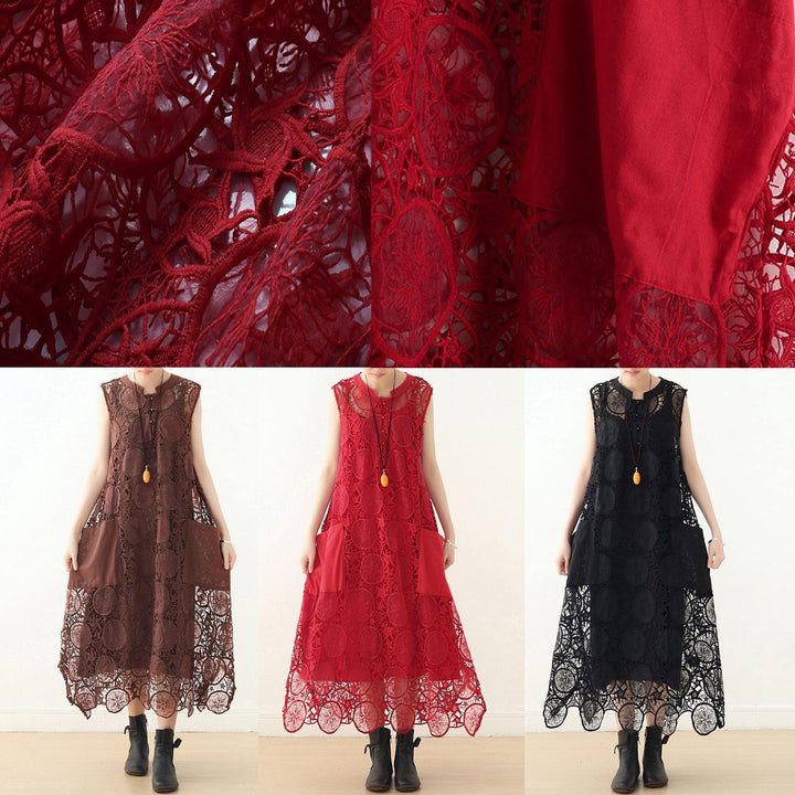 Organic sleeveless cotton Tunics o neck lace summer Dresses