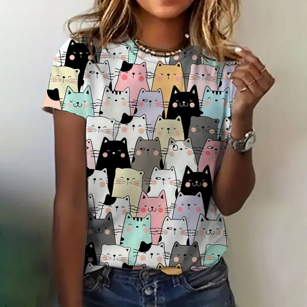 Jessica - Exclusive women's shirt with cat print