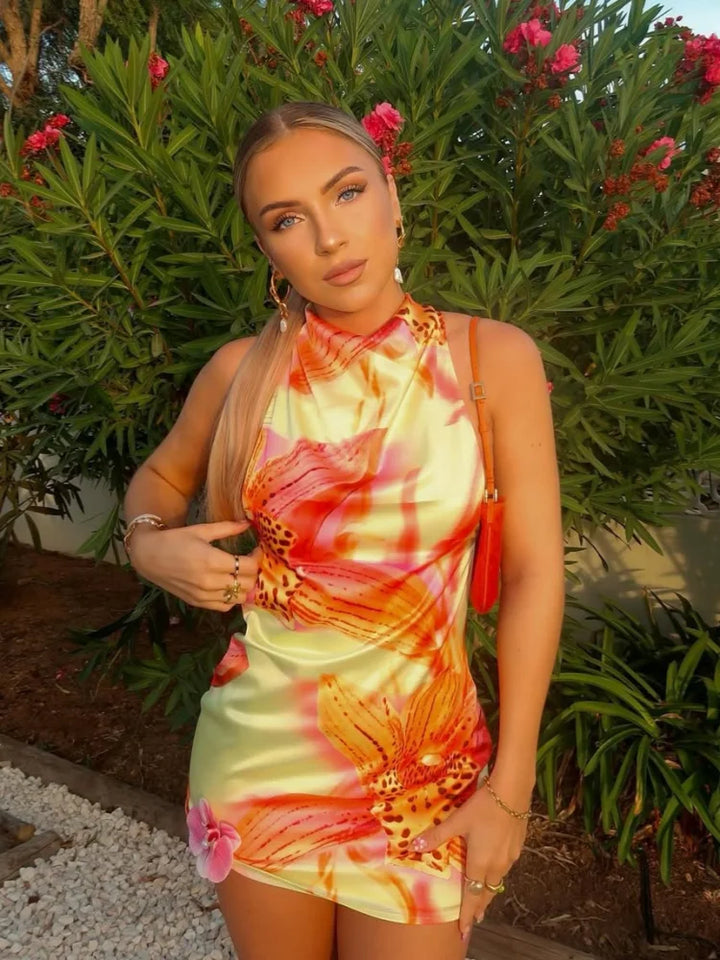 Isaline – Luxe 3D Flower Satin Dress