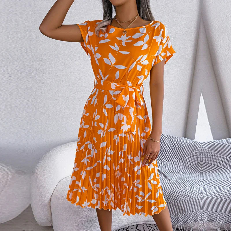 VIVAFLORAL PLEATED DRESS
